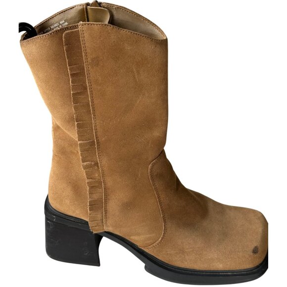 Unlisted Brand Women's Leather Upper Tan Mid Heel Boots w/Side Zip Size 8M-READ - Picture 4 of 16